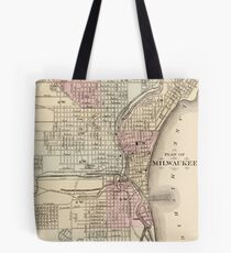 Vintage Map of Milwaukee (1880) Tote Bag