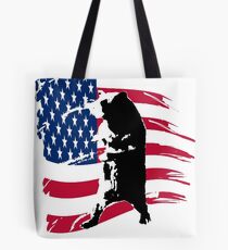 pedals the walking bear amerian flag Tote Bag