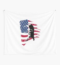 pedals the walking bear amerian flag Wall Tapestry