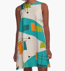 Mid-Century Modern Abstrakt Space Age A-Linien Kleid