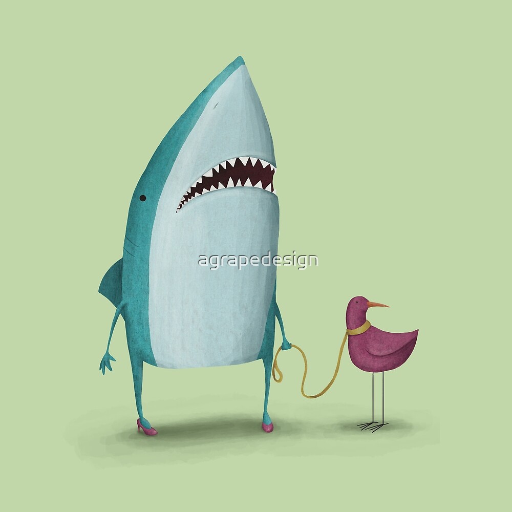 Shark and bird friend by agrapedesign