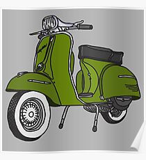 Vespa Illustration - Pesto Green Poster