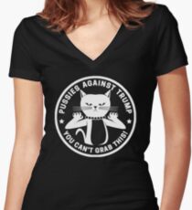 Pussies Against Trump Black Women's Fitted V-Neck T-Shirt