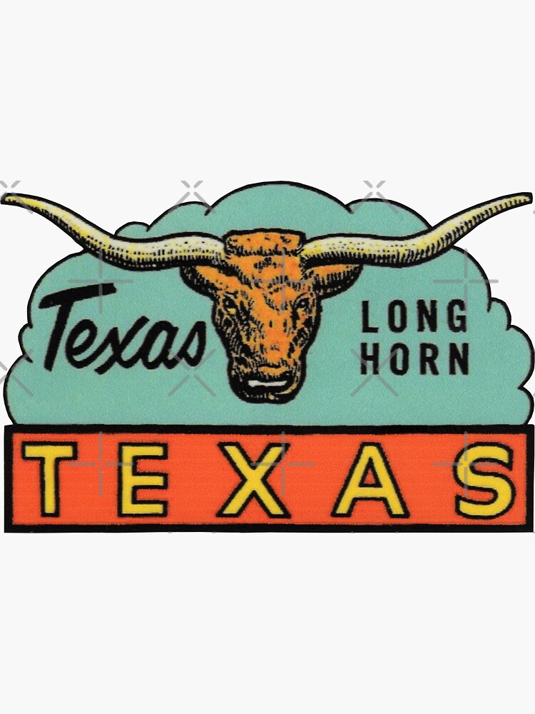 Texas TX State Long Horn Vintage Travel Decal by hilda74