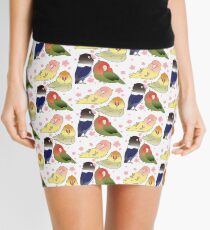 Lovebirds with cherry blossoms Mini Skirt
