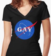 Nasa Gay Pride Logo Women's Fitted V-Neck T-Shirt