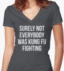 Camiseta entallada de cuello en V Seguramente no todos estaban luchando contra el Kung Fu