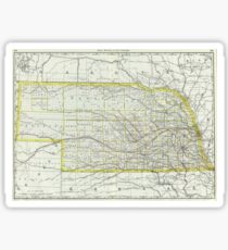 Vintage Map of Nebraska (1889) Sticker