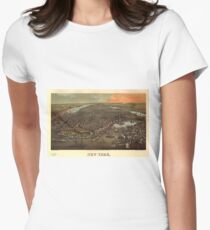 Camiseta entallada para mujer Vintage Pictorial Map of New York City (1873)