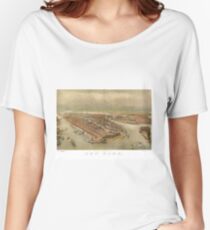 Camiseta ancha para mujer Vintage Pictorial Map of New York City (1874)