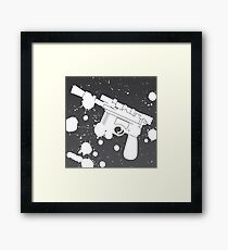 Han Solo Blaster Paint Splatter (White) Framed Print