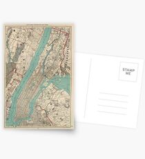 Postales Mapa vintage de la ciudad de Nueva York (1890)