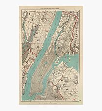 Lámina fotográfica Mapa vintage de la ciudad de Nueva York (1890)