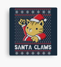 Xmas ugly sweater Cat Santa Claws Canvas Print