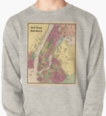 Sudadera sin capucha Vintage Map of NYC and Brooklyn (1868)