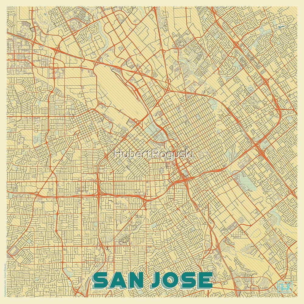 San Jose Map Retro by HubertRoguski