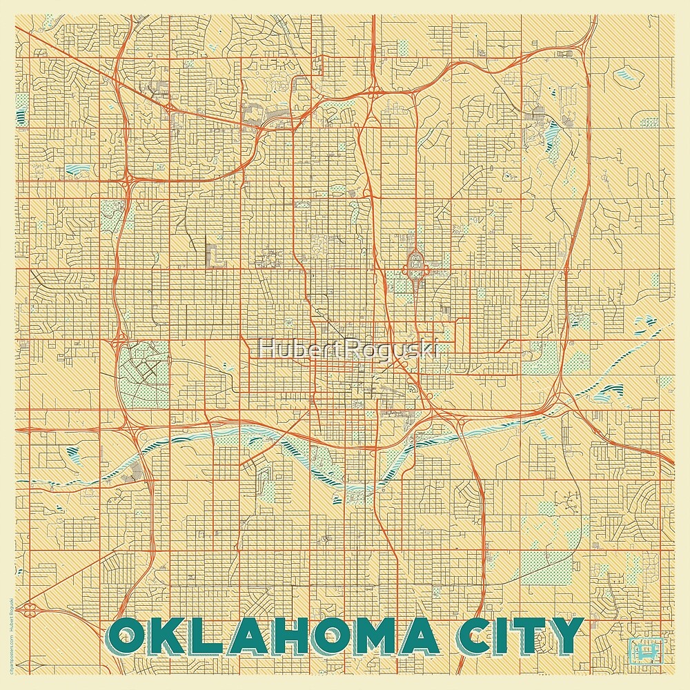 Oklahoma City Map Retro by HubertRoguski