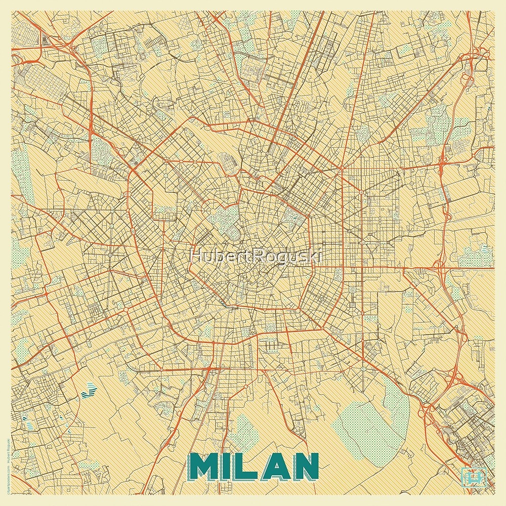 Milan Map Retro by HubertRoguski