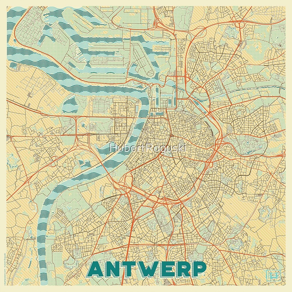 Antwerp Map Retro by HubertRoguski
