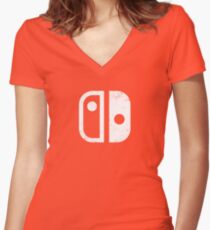 Nintendo Switch - Faded Women's Fitted V-Neck T-Shirt