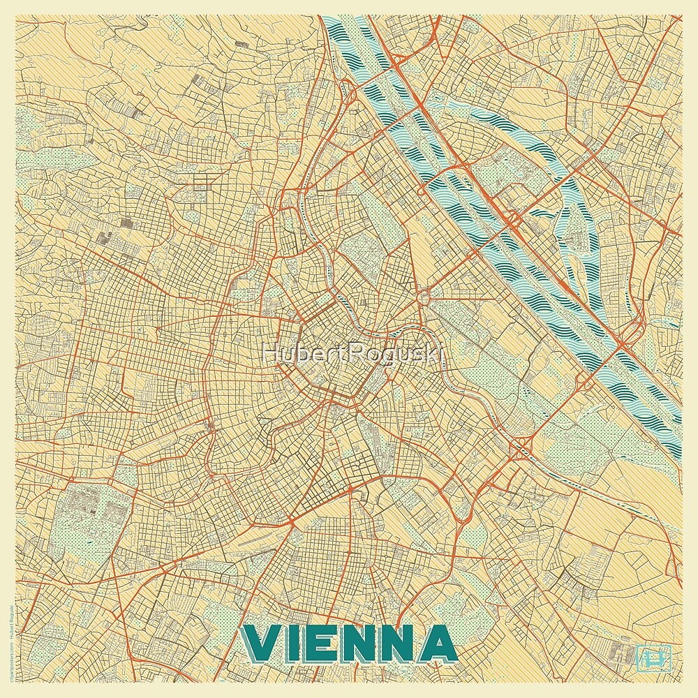 Vienna Map Retro by HubertRoguski