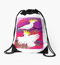 BushFire Sulfur Crested Cockatoos 2 Drawstring Bag