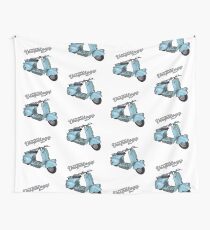 Scooterist Vespalogy (blue) Wall Tapestry