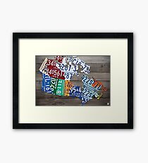 Map of Canada Vintage License Plate Art - Grey Stain Framed Print
