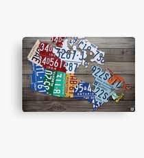 Map of Canada Vintage License Plate Art - Grey Stain Canvas Print