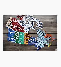 Map of Canada Vintage License Plate Art - Grey Stain Photographic Print