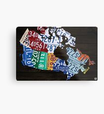 Map of Canada License Plate Vintage Art - Ebony Metal Print