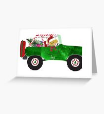 Preppy Dog Christmas Jeep Retriever Puppy Greeting Card