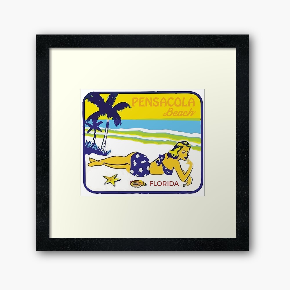 "Retro Pensacola Beach" Framed Art Print by saltylime Redbubble