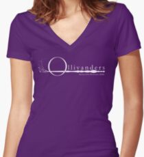 Ollivanders Logo in White Women's Fitted V-Neck T-Shirt