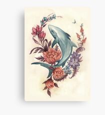 Floral Shark Metal Print