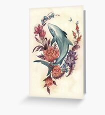 Floral Shark Greeting Card