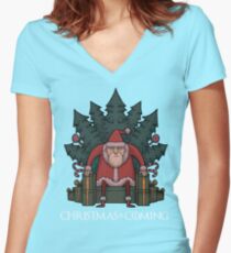 Santa Of Thrones - Christmas Is Coming Women's Fitted V-Neck T-Shirt
