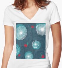 Mushrooms and berries Women's Fitted V-Neck T-Shirt