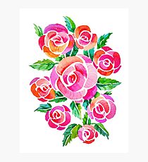 watercolor vintage roses Photographic Print