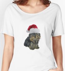 Yorkshire Terrier Santa Claus Merry Christmas Women's Relaxed Fit T-Shirt