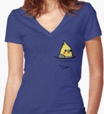 Too Many Birds! - Yellow Cockatiel Women's Fitted V-Neck T-Shirt