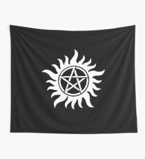 Anti-Possession Tattoo Symbol White Version - Supernatural Inspired Wall Tapestry