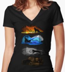 Warrior Cats: Four Elements, Four Clans Women's Fitted V-Neck T-Shirt
