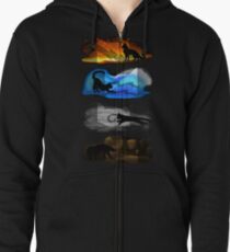 Krieger Katzen: Vier Elemente, vier Clans Hoodie mit Reißverschluss