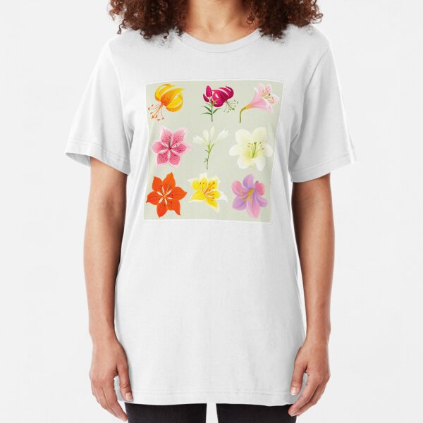 Colorful Lilies Slim Fit T-Shirt