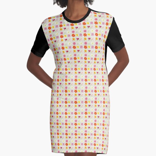 Colorful Lilies Graphic T-Shirt Dress