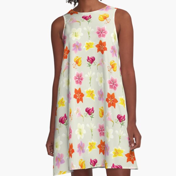 Colorful Lilies A-Line Dress