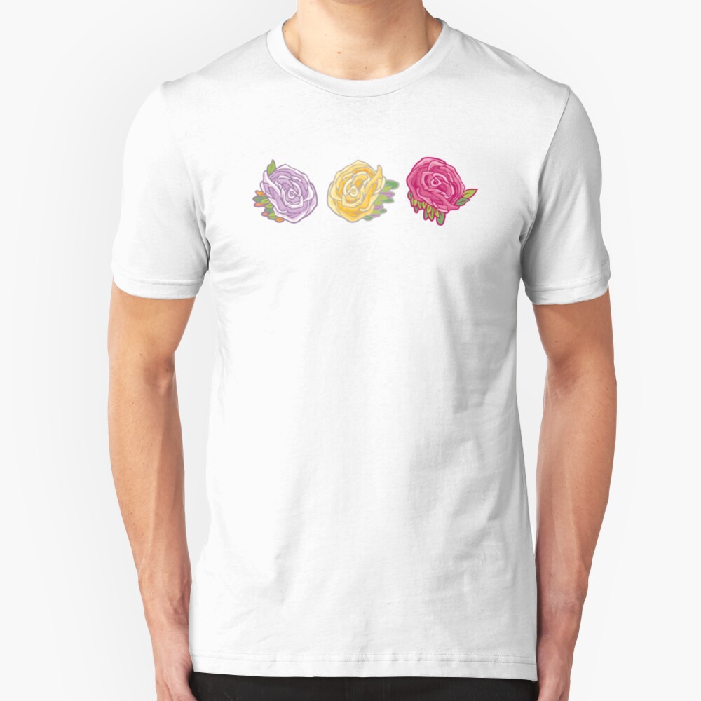 Decorative Roses Slim Fit T-Shirt