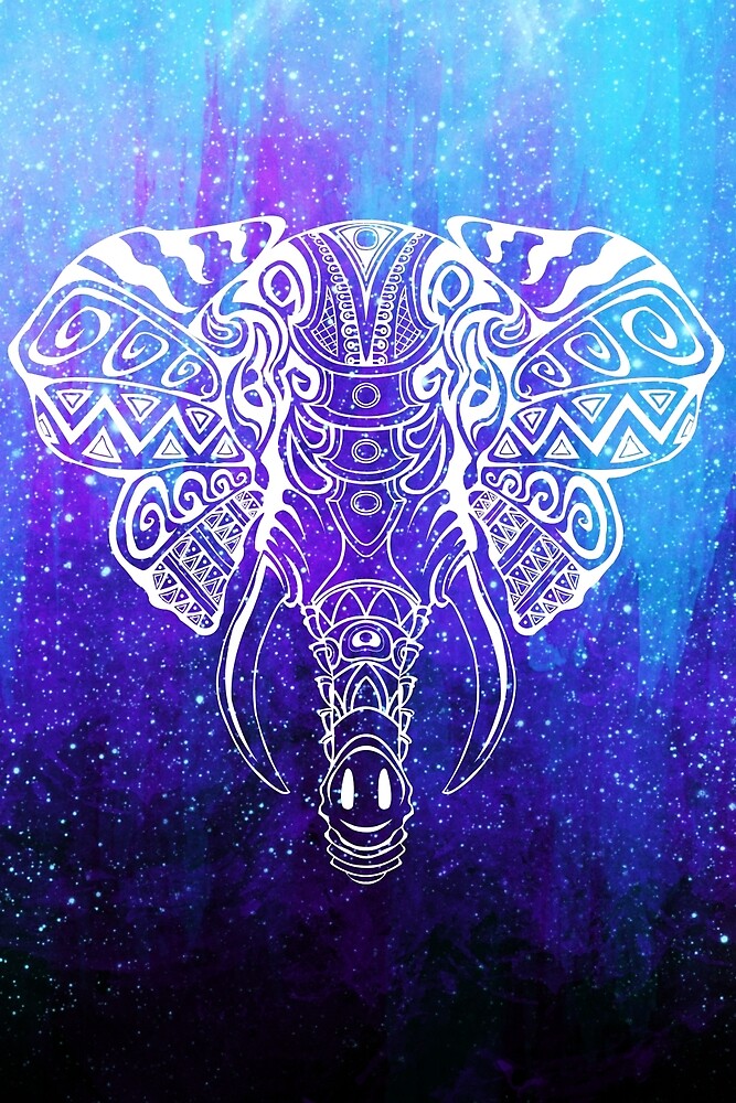 "Cosmic Elephant Spiritual Space Mosaic" by TheMindBlossom Redbubble