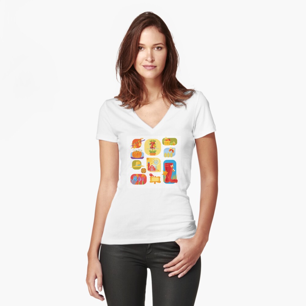 Autumn Farm Fitted V-Neck T-Shirt